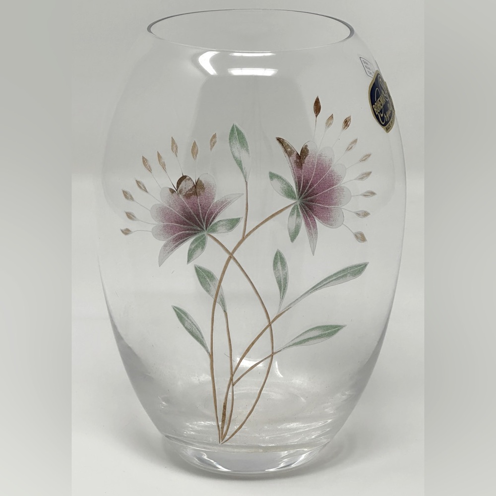 Rare Find * Genuine* Vintage Bohemian Crystal Vase *Hand Painted *Original Box *
